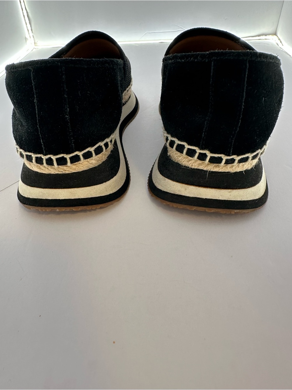 Tory Burch Black Canvas Espadrille Platform Slip-On Sneakers Size 6M - Picture 5 of 10